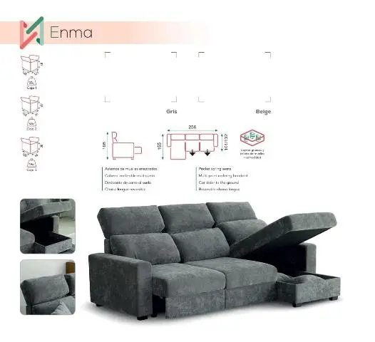 Imagen Cheslon reversible y desenfundable 256x155x106 ENMA 2